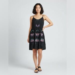 Temperance Black Spaghetti Strap Dress Sweetheart Neckline  Colorful Embroidery